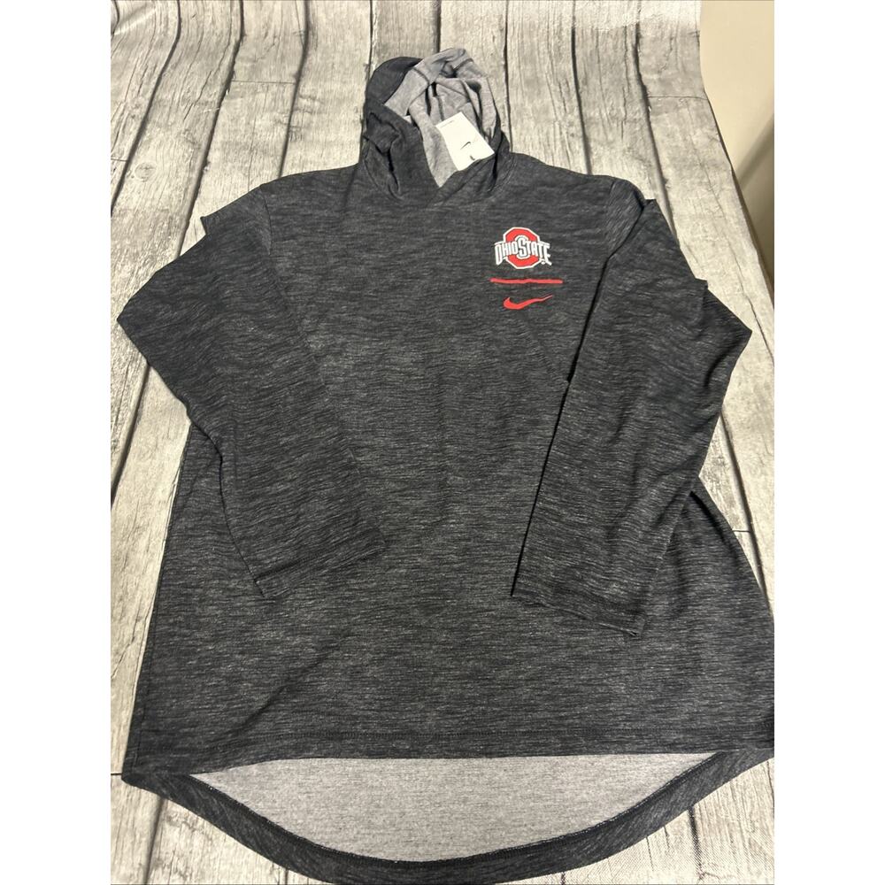 NWT Men’s Nike Ohio State Buckeyes Dri fit Slub Hoodie Tshirt LW Black Medium